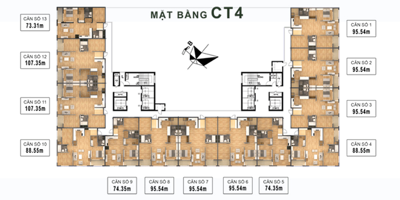 Mặt bằng thiết kế chung cư Booyoung - tòa nhà CT4 