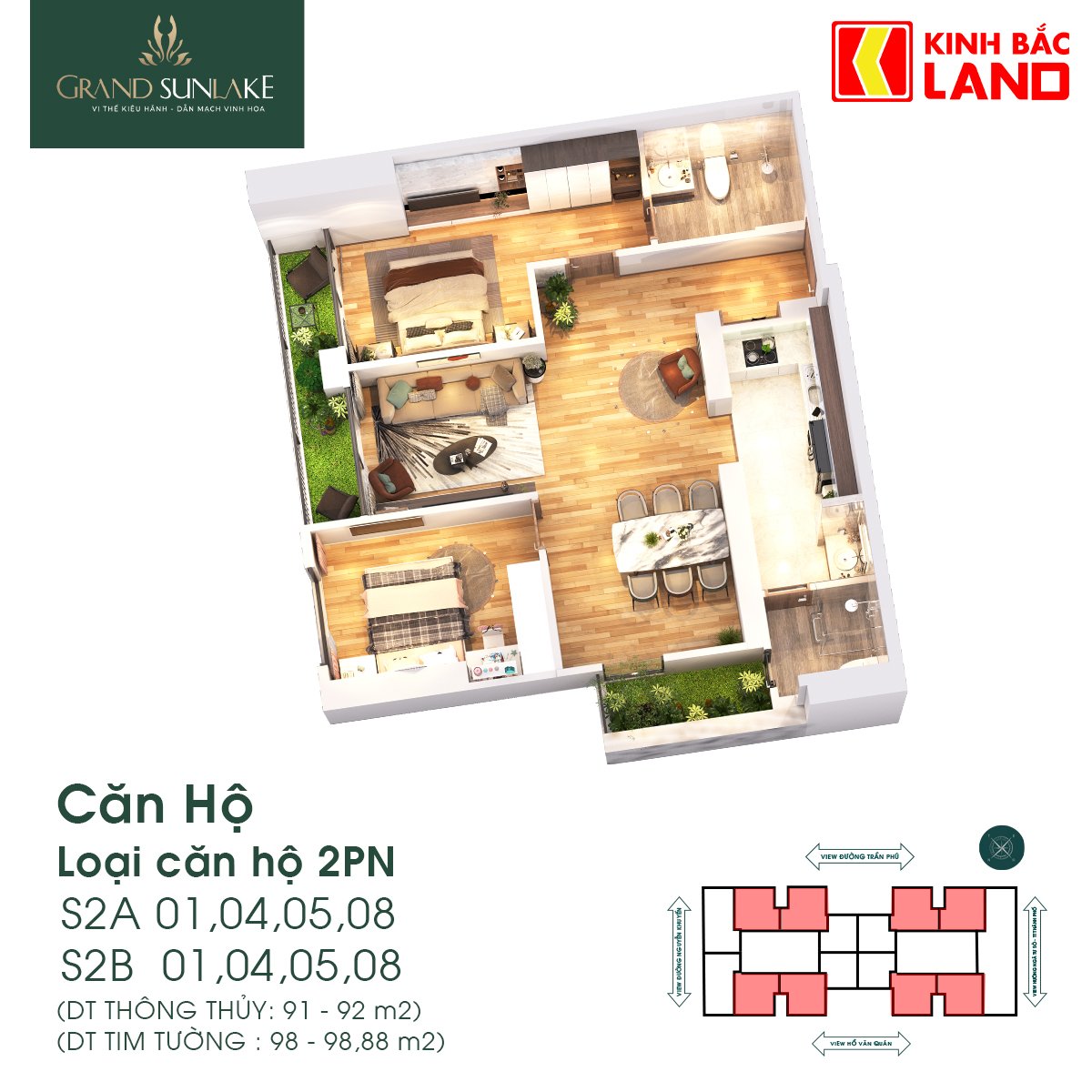Căn hộ 2PN Grand Sunlake